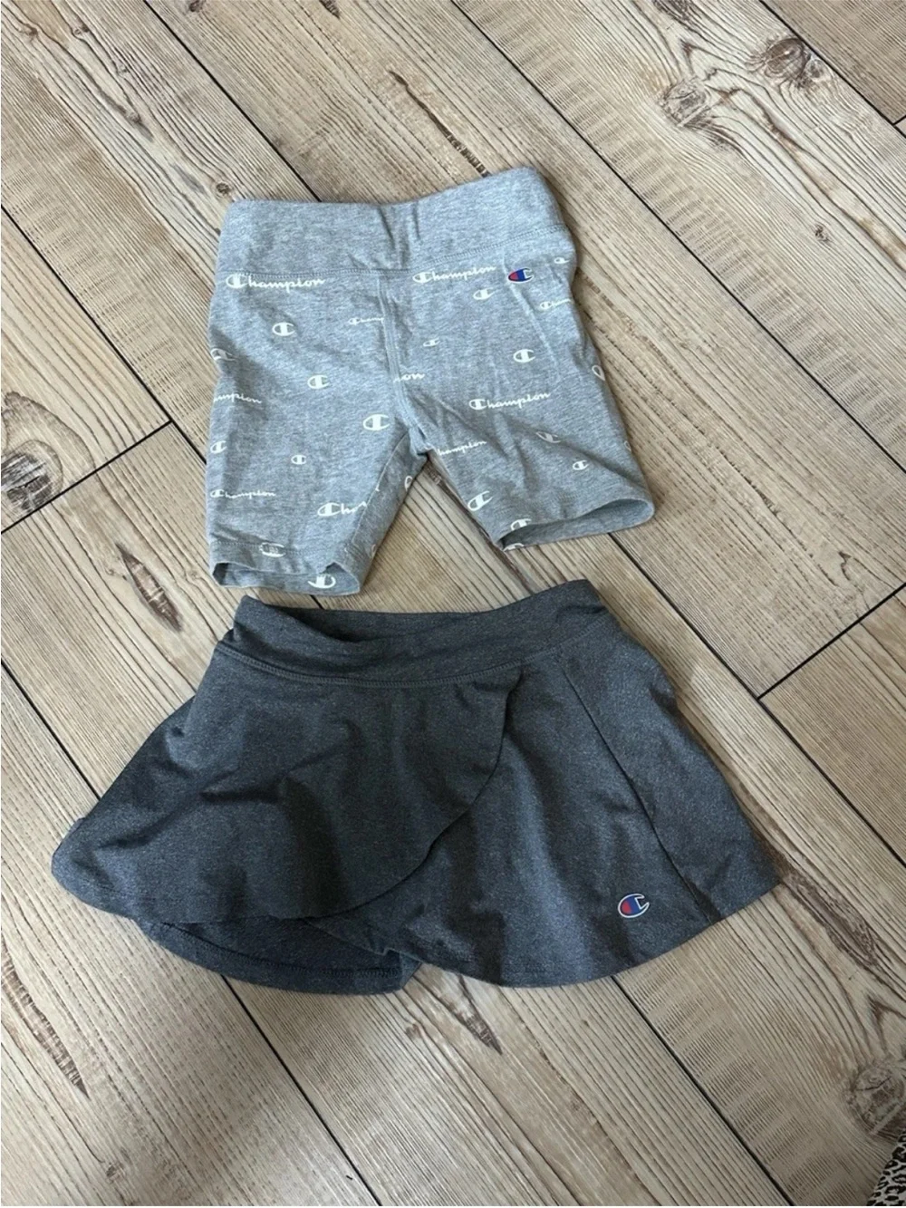 Champion Gray Girls Athletic Skort and Printed Bike Shorts Set